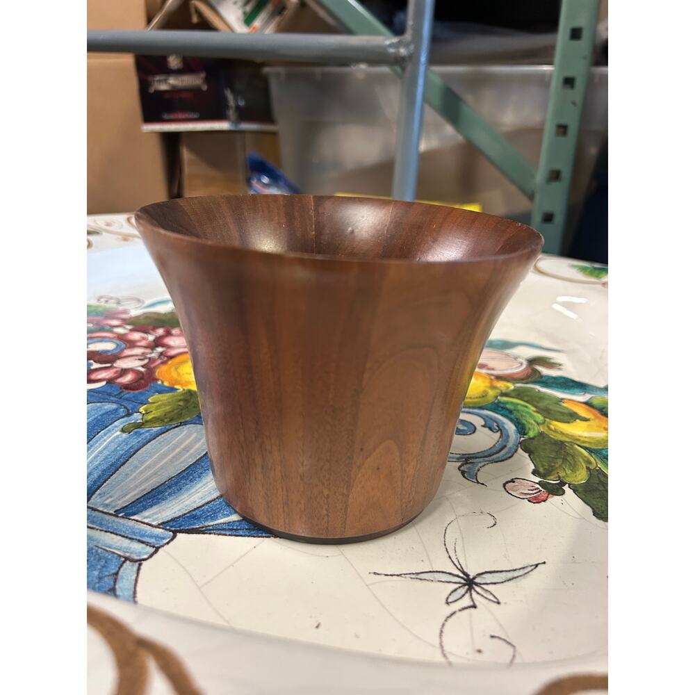 MCM Danish Modern hand turned rosewood bowl desk pen holder vase accessory